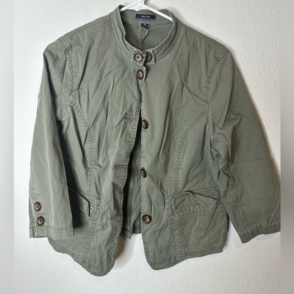 Nautical Women’s olive green jacket. Size 14.